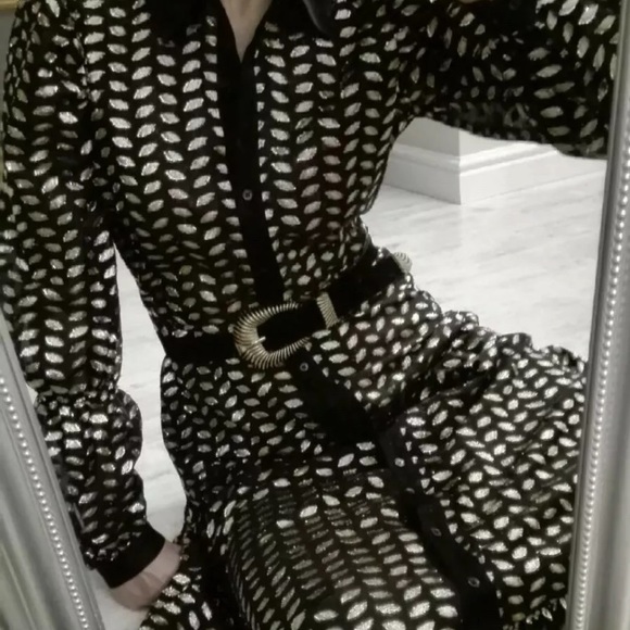 ZARA Metallic Long Dress with Flounced Hem NWT - Picture 4 of 10